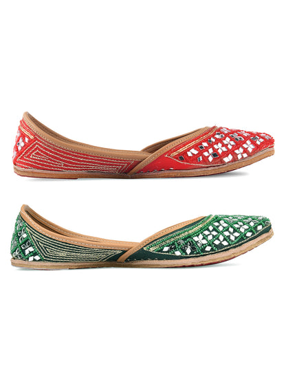 DESI COLOUR Women Multicoloured Ethnic Mojaris Flats