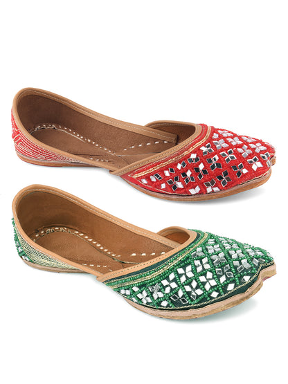 DESI COLOUR Women Multicoloured Ethnic Mojaris Flats