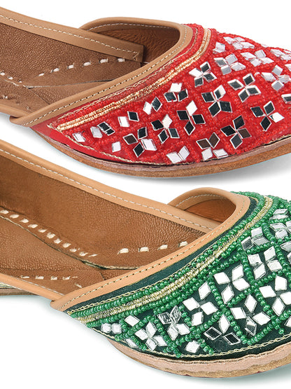 DESI COLOUR Women Multicoloured Ethnic Mojaris Flats