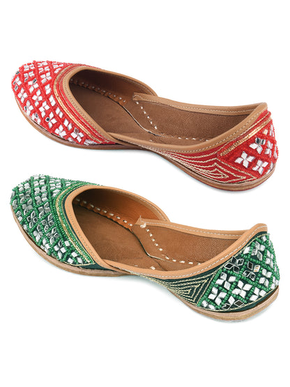 DESI COLOUR Women Multicoloured Ethnic Mojaris Flats