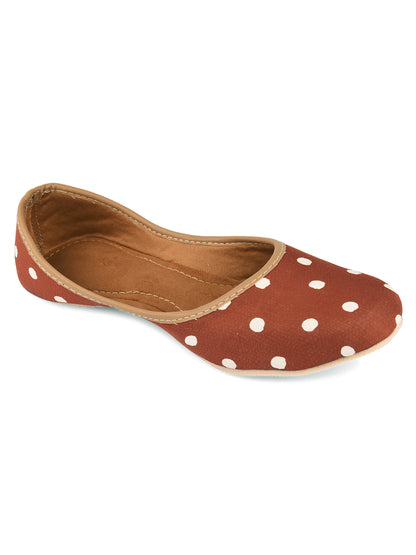 DESI COLOUR Women Brown Embellished Mojaris Flats