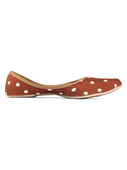 DESI COLOUR Women Brown Embellished Mojaris Flats