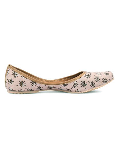 DESI COLOUR Women Pink Printed Mojaris Flats