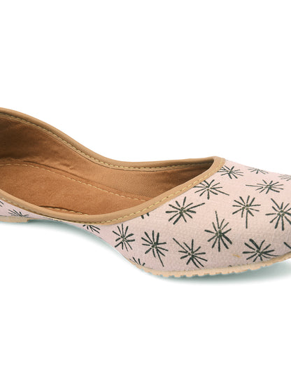 DESI COLOUR Women Pink Printed Mojaris Flats