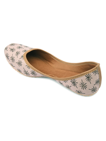 DESI COLOUR Women Pink Printed Mojaris Flats