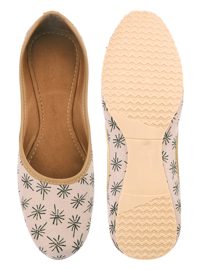 DESI COLOUR Women Pink Printed Mojaris Flats