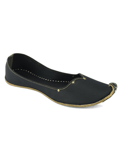 DESI COLOUR Women Black Ethnic Mojaris Flats