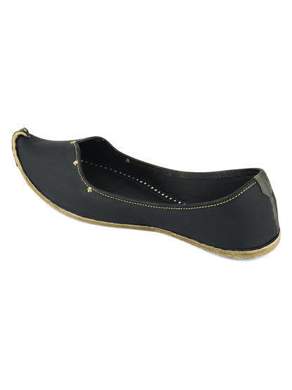 DESI COLOUR Women Black Ethnic Mojaris Flats