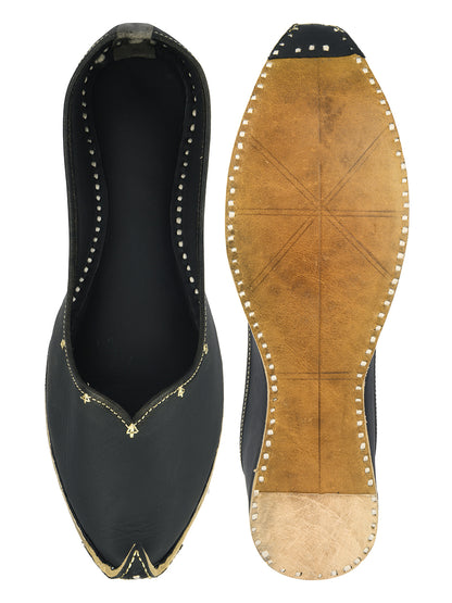 DESI COLOUR Women Black Ethnic Mojaris Flats