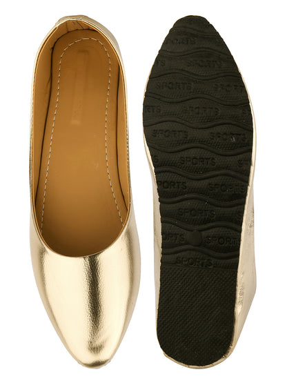 DESI COLOUR Women Gold-Toned Ballerinas Flats