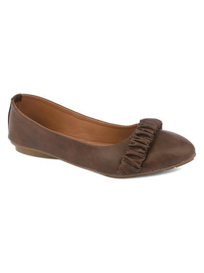 DESI COLOUR Women Brown Ballerinas Flats