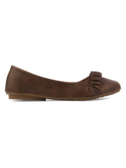 DESI COLOUR Women Brown Ballerinas Flats