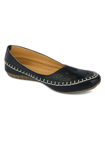 DESI COLOUR Women Black Ballerinas Flats