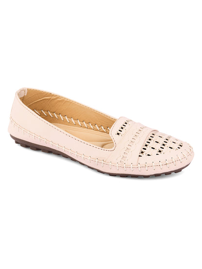 DESI COLOUR Women Pink Ballerinas with Laser Cuts Flats