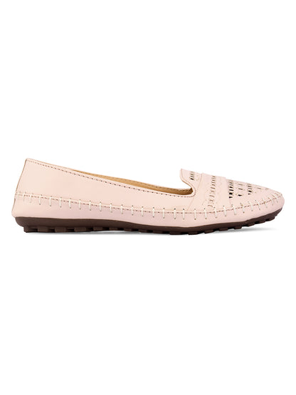 DESI COLOUR Women Pink Ballerinas with Laser Cuts Flats