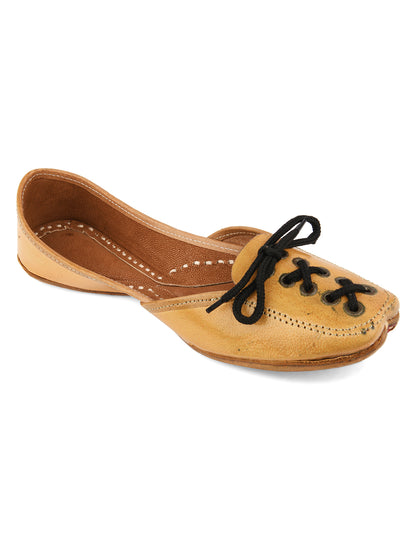 DESI COLOUR Women Tan Ethnic Mojaris Flats