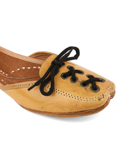 DESI COLOUR Women Tan Ethnic Mojaris Flats