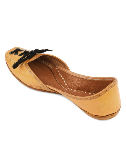 DESI COLOUR Women Tan Ethnic Mojaris Flats