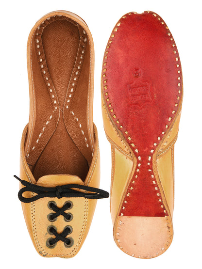 DESI COLOUR Women Tan Ethnic Mojaris Flats