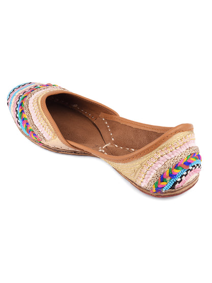 DESI COLOUR Women Maroon Embellished Ethnic Mojaris Flats