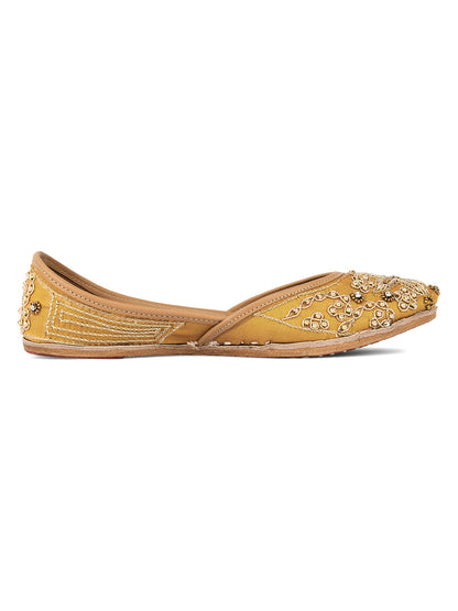 DESI COLOUR Women Brown Ethnic Mojaris Flats