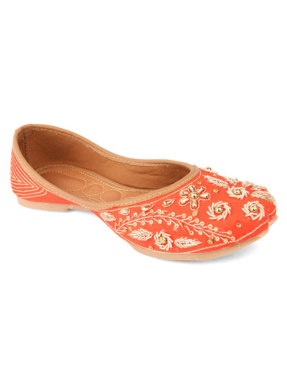 DESI COLOUR Women Brown Ethnic Mojaris Flats