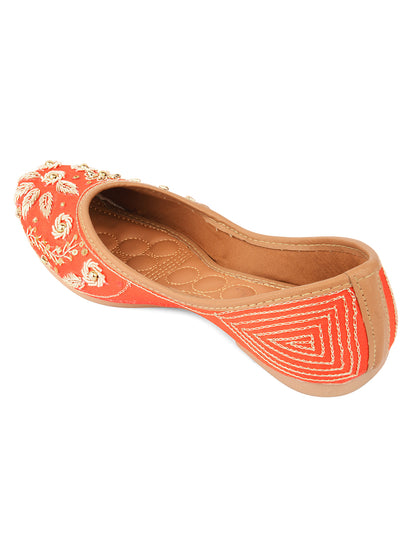 DESI COLOUR Women Brown Ethnic Mojaris Flats