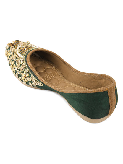 DESI COLOUR Women Gold-Toned Ethnic Mojaris Flats