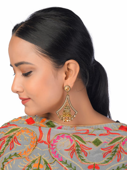 DESI COLOUR Women Gold-Toned Embellished Leather Ethnic Mojaris