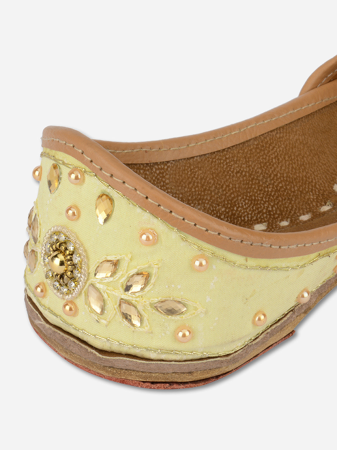 DESI COLOUR Women Yellow Ethnic Mojaris Flats