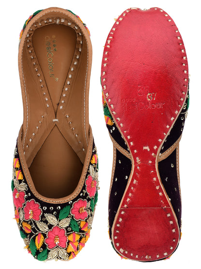 DESI COLOUR Women Multicoloured Printed Ethnic Mojaris Flats