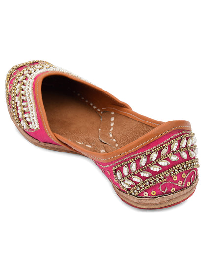 DESI COLOUR Women Pink Ethnic Mojaris Flats