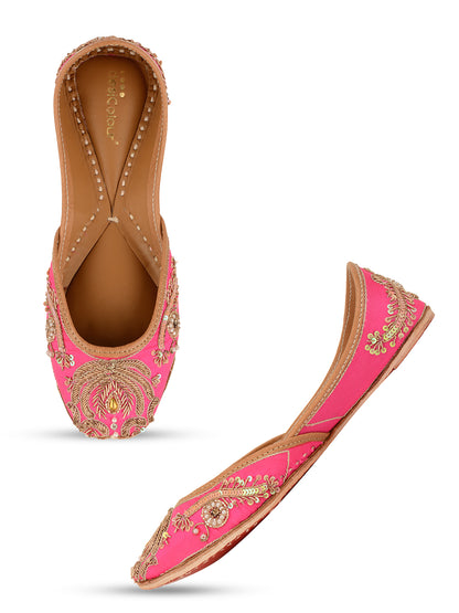 DESI COLOUR Women Pink Ethnic Flats