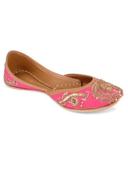 DESI COLOUR Women Pink Ethnic Flats