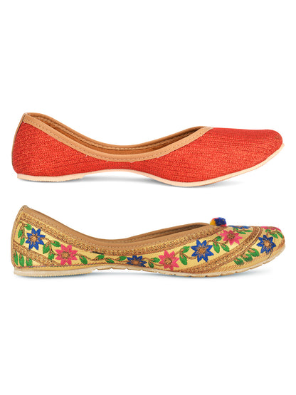 DESI COLOUR Women Pack of 2 Multicoloured Textured Mojaris