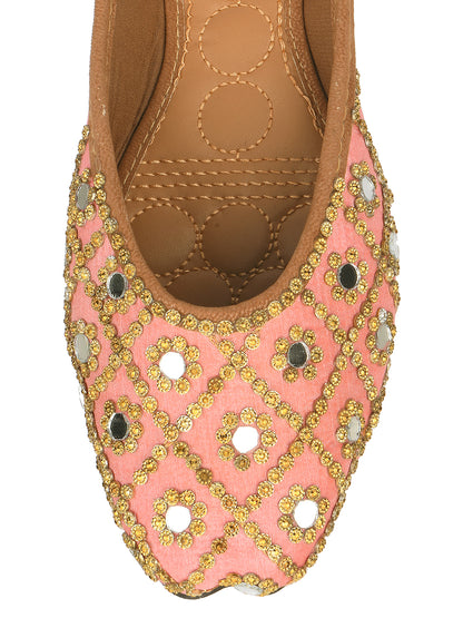 DESI COLOUR Women Pink Ethnic Mojaris Flats