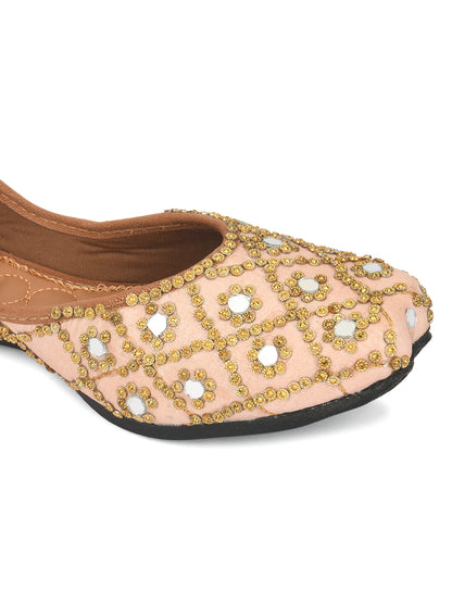 DESI COLOUR Women Peach-Coloured Ethnic Mojaris Flats