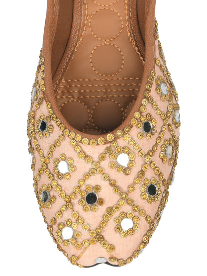 DESI COLOUR Women Peach-Coloured Ethnic Mojaris Flats