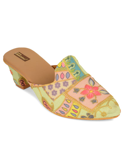 DESI COLOUR Multicoloured Ethnic Block Mules