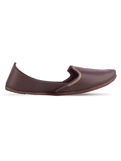 DESI COLOUR Men Brown Leather Mojaris