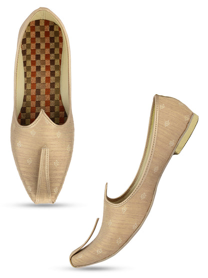 DESI COLOUR Mens Gold Ethnic Footwear/Punjabi Jutti