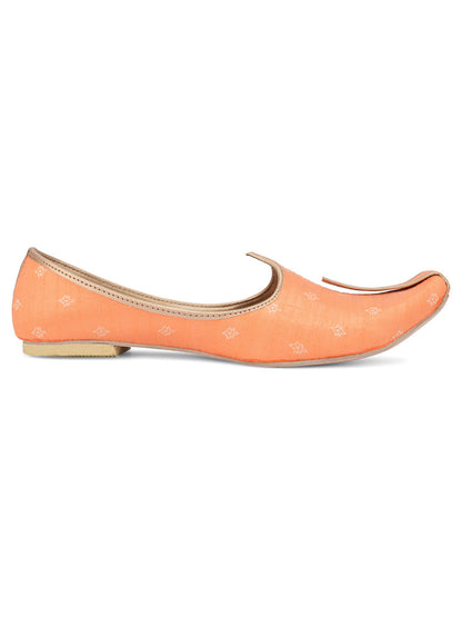 DESI COLOUR Mens Orange Ethnic Footwear/Punjabi Jutti