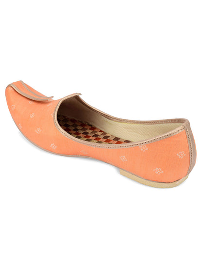 DESI COLOUR Mens Orange Ethnic Footwear/Punjabi Jutti